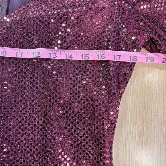 Niki By Niki Livas Burgundy Sequence Evening Dress Long Sleeves Sz 10 USA MADE - Picture 7 of 8